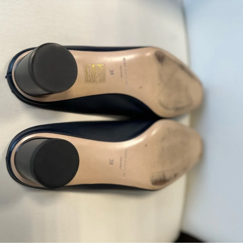 Club Monaco Aveena Block Heel Leather Mules Navy size 38 or 8 - Picture 7 of 13